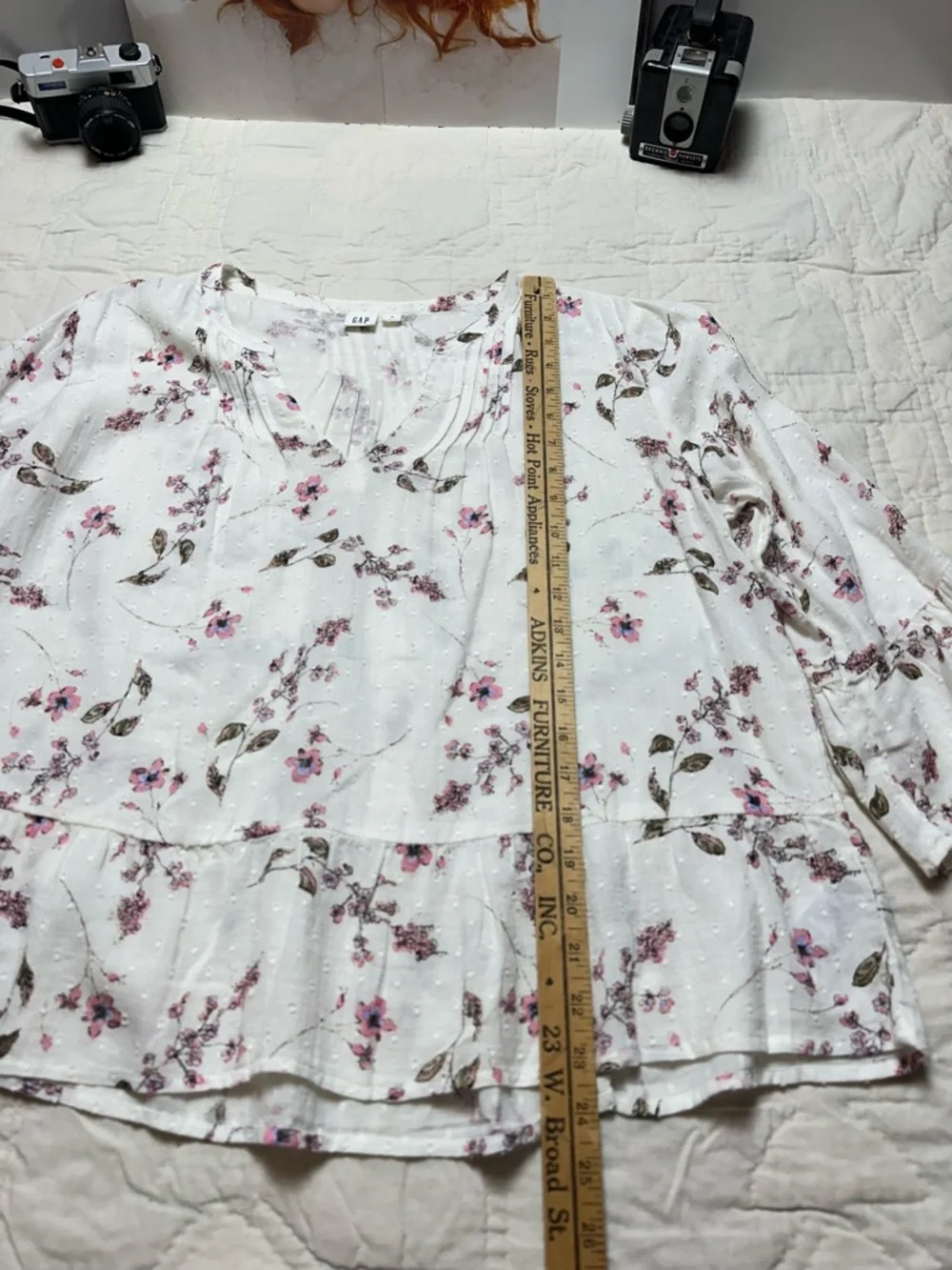 GAP Floral Cotton Peplum Top M Cottagecore Romantic Boho Prairie Blouse